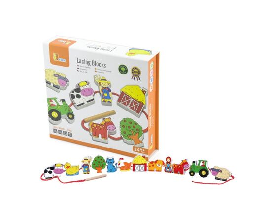 Деревянная игра-шнуровка «Ферма» от бренда Viga Toys Деревянная игра-шнуровка «Ферма» от бренда Viga Toys