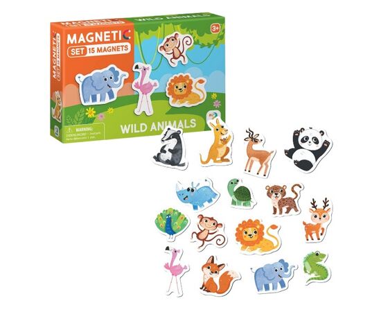 Магнитная игра от бренда Dodo "Дикие животные", серия Magnetic set, 15 элементов