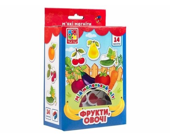 Мягкие магниты от бренда Vladi Toys "Овощи и фрукты", 14 элементов