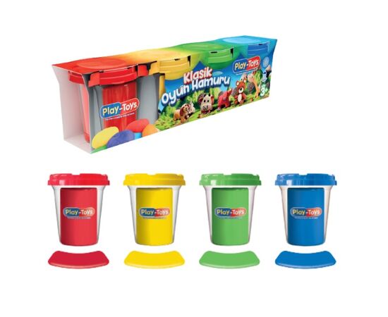 Игровой набор теста для лепки в баночке  от бренда Play-Toys, 4 штуки