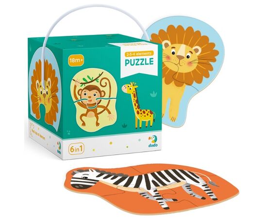 Пазл 6 в 1 "Дикие животные", на 2, 3 и 4 элемента от бренда Dodo