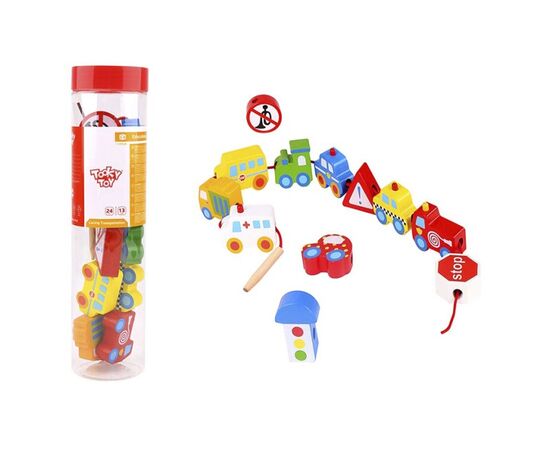 Деревянная игра-шнуровка "Транспорт" от бренда Tooky Toy