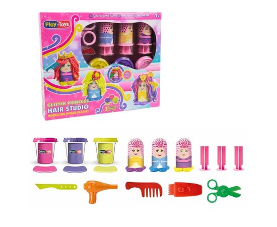 Игровой набор для лепки от бренда Play-Toys "Принцесса с блестящими волосами"