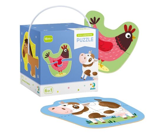 Пазл от бренда Dodo 6 в 1 "Домашние животные", на 2, 3 и 4 элемента