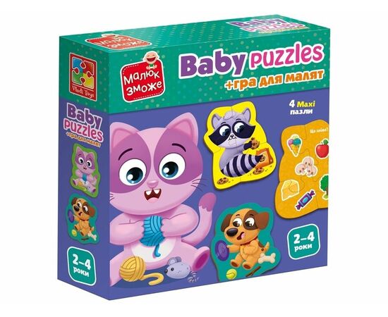 Пазл-макси от бренда Vladi Toys "Домашние животные", 4 картинки