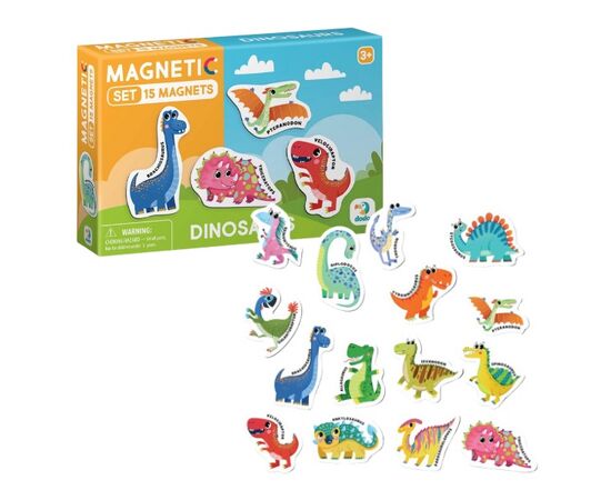 Магнитная игра от бренда Dodo "Динозавры", серия Magnetic set, 15 элементов Магнитная игра от бренда Dodo "Динозавры", серия Magnetic set, 15 элементов