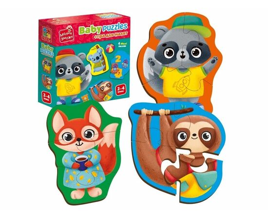 Пазл-макси от бренда Vladi Toys "Дикие животные", 4 картинки