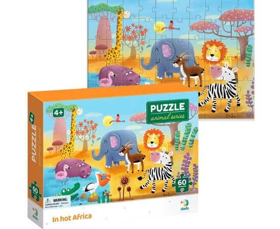 Пазл от бренда Dodo "В жаркой Африке" серия Животные, 60 элементов