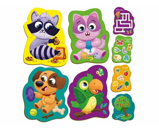Пазл-макси от бренда Vladi Toys "Домашние животные", 4 картинки