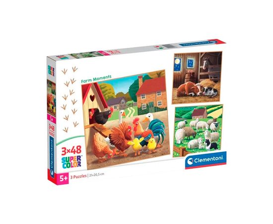 Пазл от бренда Clementoni "Один день на ферме", 3*48 элементов