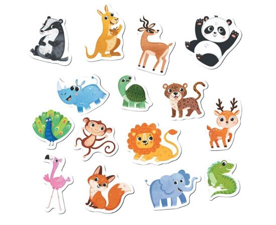 Магнитная игра от бренда Dodo "Дикие животные", серия Magnetic set, 15 элементов