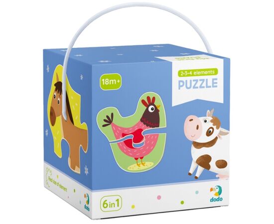 Пазл от бренда Dodo 6 в 1 "Домашние животные", на 2, 3 и 4 элемента