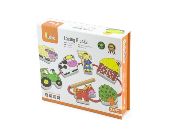 Деревянная игра-шнуровка «Ферма» от бренда Viga Toys Деревянная игра-шнуровка «Ферма» от бренда Viga Toys