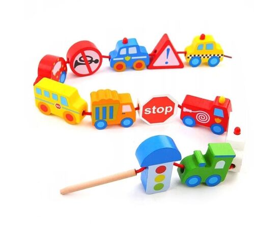 Деревянная игра-шнуровка "Транспорт" от бренда Tooky Toy