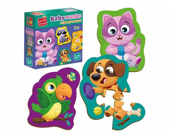 Пазл-макси от бренда Vladi Toys "Домашние животные", 4 картинки