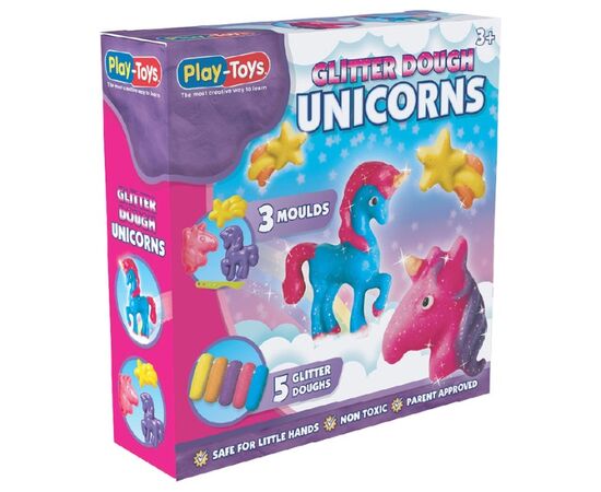 Игровой набор для лепки от бренда Play-Toys "Блестящий единорог"