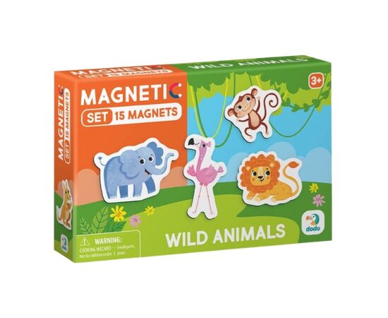 Магнитная игра от бренда Dodo "Дикие животные", серия Magnetic set, 15 элементов