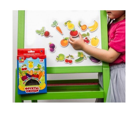 Мягкие магниты от бренда Vladi Toys "Овощи и фрукты", 14 элементов