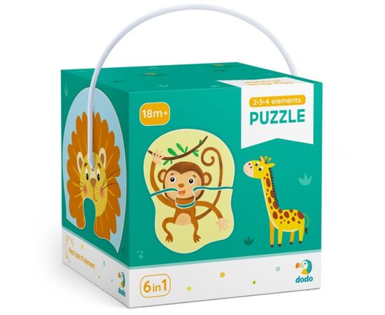 Пазл 6 в 1 "Дикие животные", на 2, 3 и 4 элемента от бренда Dodo