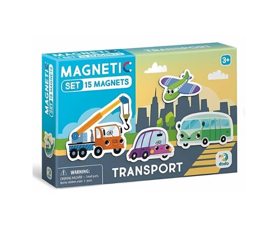 Магнитная игра от бренда Dodo "Транспорт", серия Magnetic set, 15 элементов Магнитная игра от бренда Dodo "Транспорт", серия Magnetic set, 15 элементов