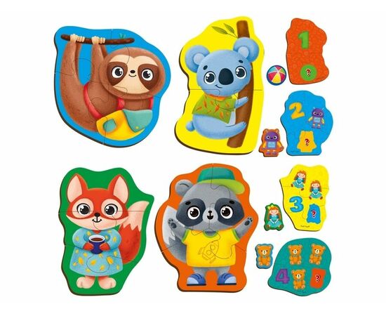 Пазл-макси от бренда Vladi Toys "Дикие животные", 4 картинки