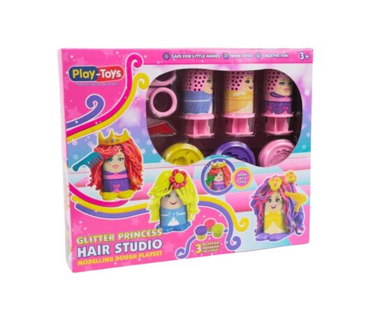 Игровой набор для лепки от бренда Play-Toys "Принцесса с блестящими волосами"
