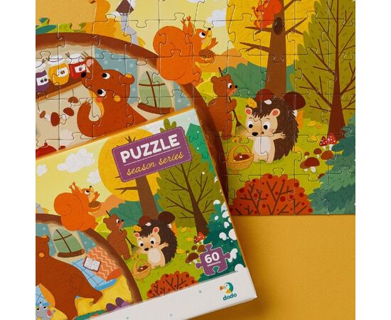 Пазл от бренда Dodo "Уборка урожая в лесу" серия Времена года, 60 элементов