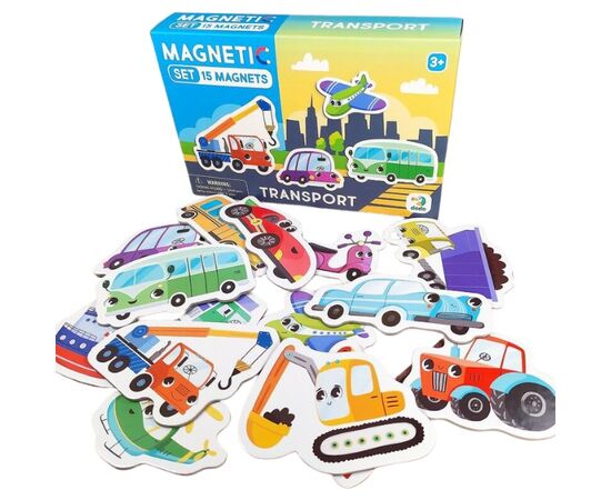 Магнитная игра от бренда Dodo "Транспорт", серия Magnetic set, 15 элементов Магнитная игра от бренда Dodo "Транспорт", серия Magnetic set, 15 элементов