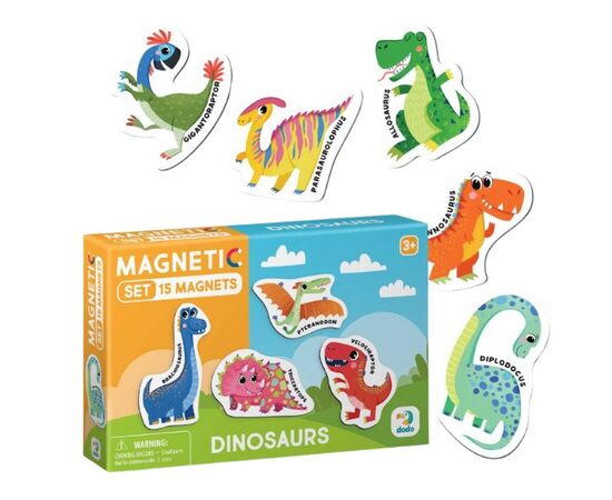 Магнитная игра от бренда Dodo "Динозавры", серия Magnetic set, 15 элементов Магнитная игра от бренда Dodo "Динозавры", серия Magnetic set, 15 элементов
