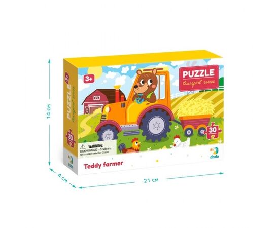 Пазл от бренда Dodo "Фермер Тедди" серия Транспорт, 30 элементов