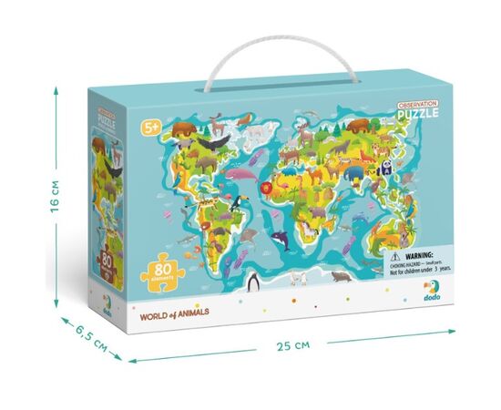 Пазл от бренда Dodo "Мир животных" серия Обсервационный пазл, 80 элементов Пазл от бренда Dodo "Мир животных" серия Обсервационный пазл, 80 элементов