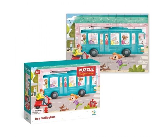 Пазл от бренда Dodo "В троллейбусе" серия Транспорт, 60 элементов