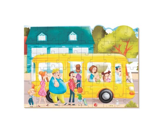 Пазл от бренда Dodo "Суета возле автобуса" серия Транспорт, 60 элементов