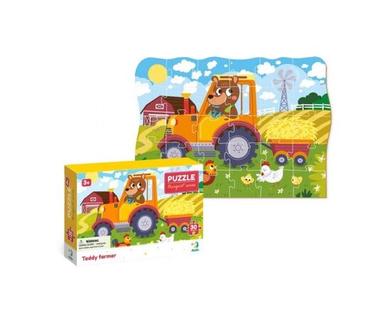 Пазл от бренда Dodo "Фермер Тедди" серия Транспорт, 30 элементов