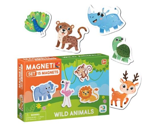 Магнитная игра от бренда Dodo "Дикие животные", серия Magnetic set, 15 элементов