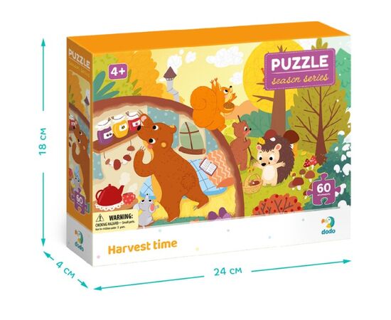 Пазл от бренда Dodo "Уборка урожая в лесу" серия Времена года, 60 элементов