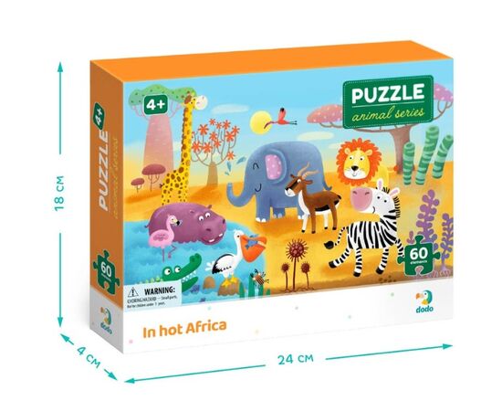Пазл от бренда Dodo "В жаркой Африке" серия Животные, 60 элементов
