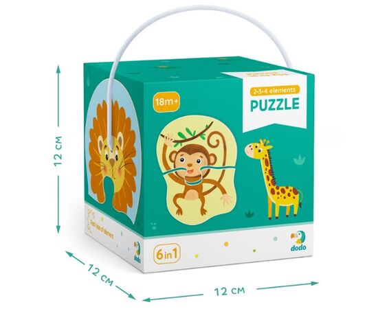 Пазл 6 в 1 "Дикие животные", на 2, 3 и 4 элемента от бренда Dodo