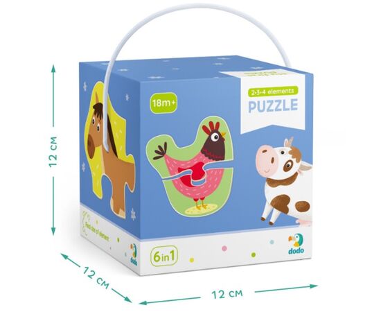 Пазл от бренда Dodo 6 в 1 "Домашние животные", на 2, 3 и 4 элемента