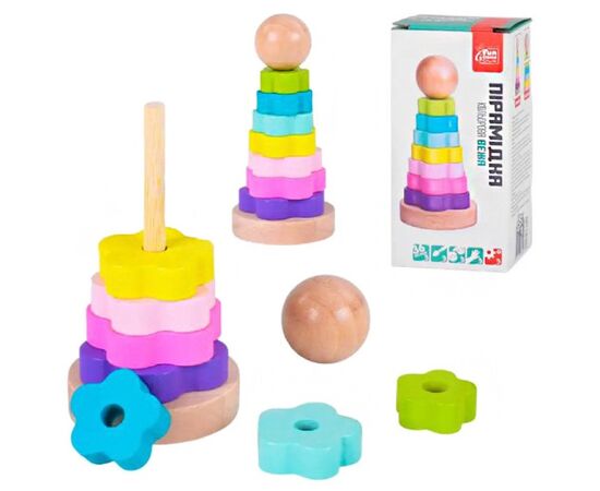 Деревянная пирамидка "Разноцветная башня" от бренда Fun Game Club Деревянная пирамидка "Разноцветная башня" от бренда Fun Game Club