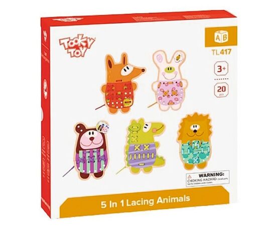 Деревянная игра-шнуровка "Животные" от бренда Tooky Toy