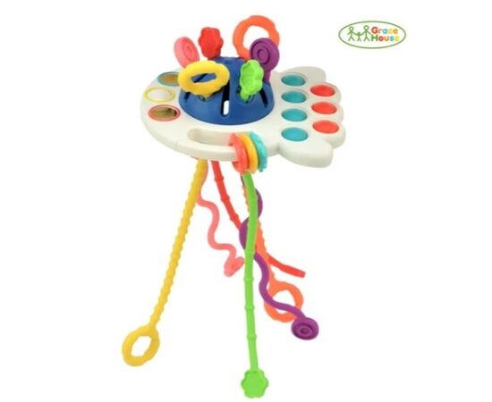 Погремушка - тянучка 4 в 1 "Летающий диск"