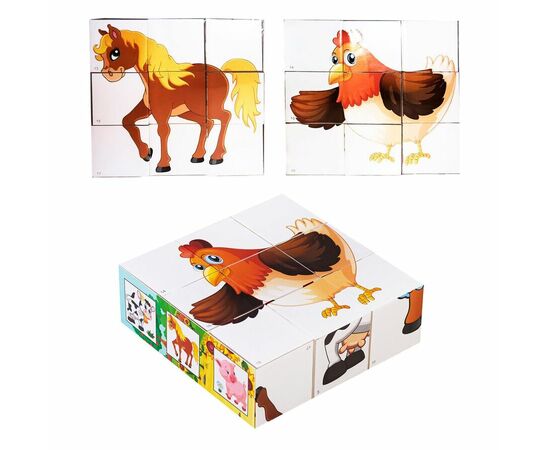Набор детских кубиков "Собери картинку - домашние животные" Набор детских кубиков "Собери картинку - домашние животные"