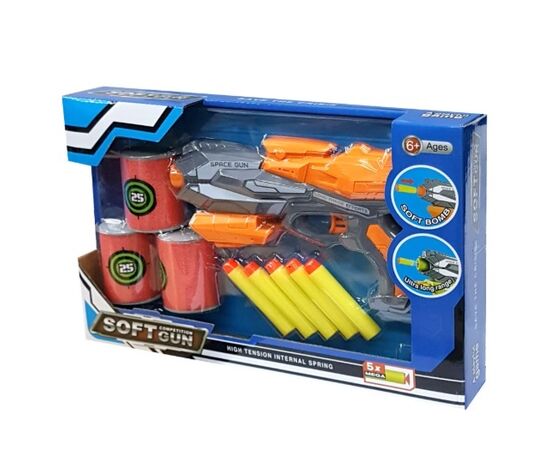 Бластер с мягкими пулями и мишенью, оранжевый