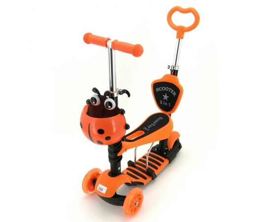 Детский самокат 5 в 1 "Божья коровка" (оранжевый)
