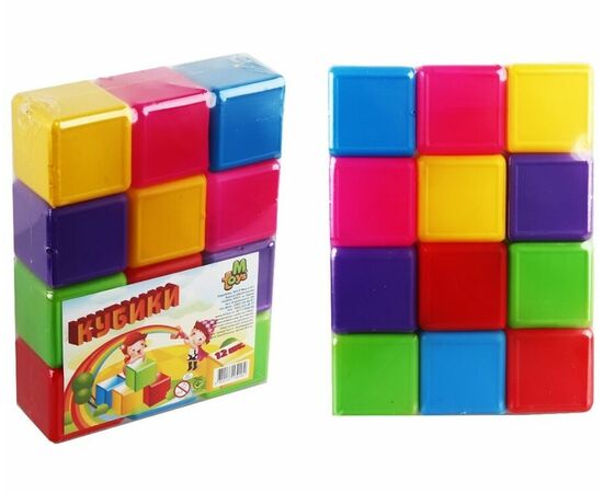 Кубики цветные от бренда M-TOYS, 12 штук