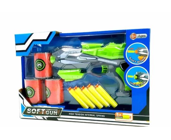 Бластер с мягкими пулями и мишенью, зеленый