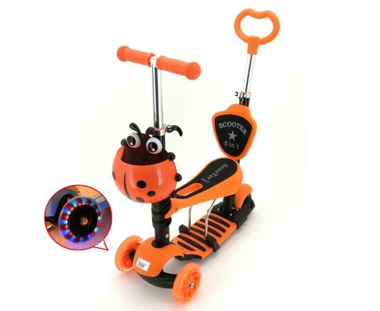 Детский самокат 5 в 1 "Божья коровка" (оранжевый)