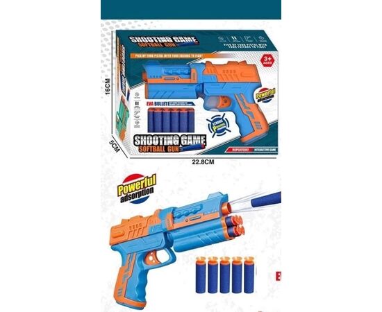 Пистолет с пульками на присоске, синий