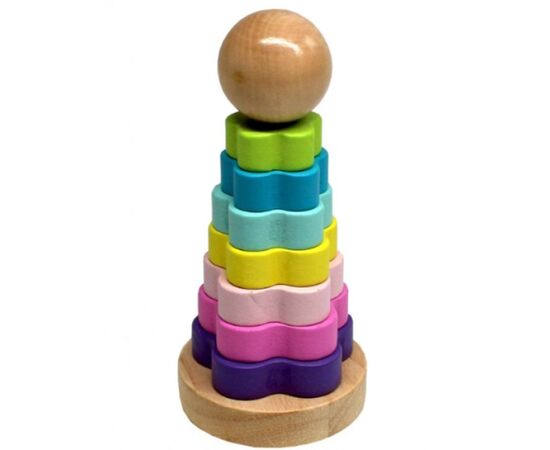 Деревянная пирамидка "Разноцветная башня" от бренда Fun Game Club Деревянная пирамидка "Разноцветная башня" от бренда Fun Game Club